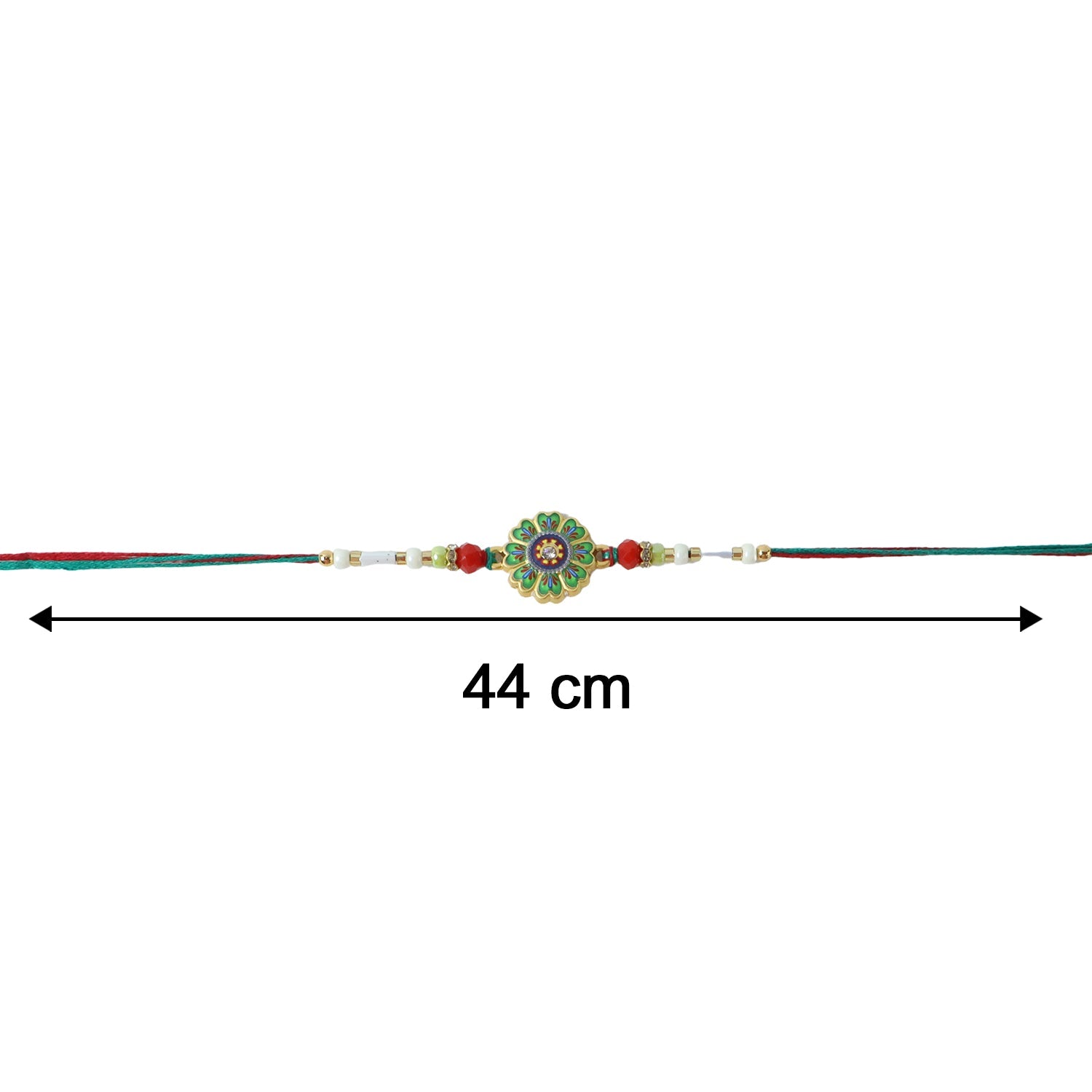 Floral Round Design Rakhi with Colorful Beads (1 Pc)