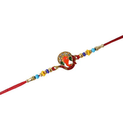 Elegant detailing on Ganesh design Rakhi