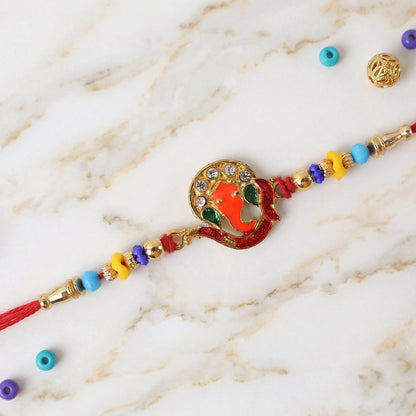 Side view of Ganesh design Rakhi with beads