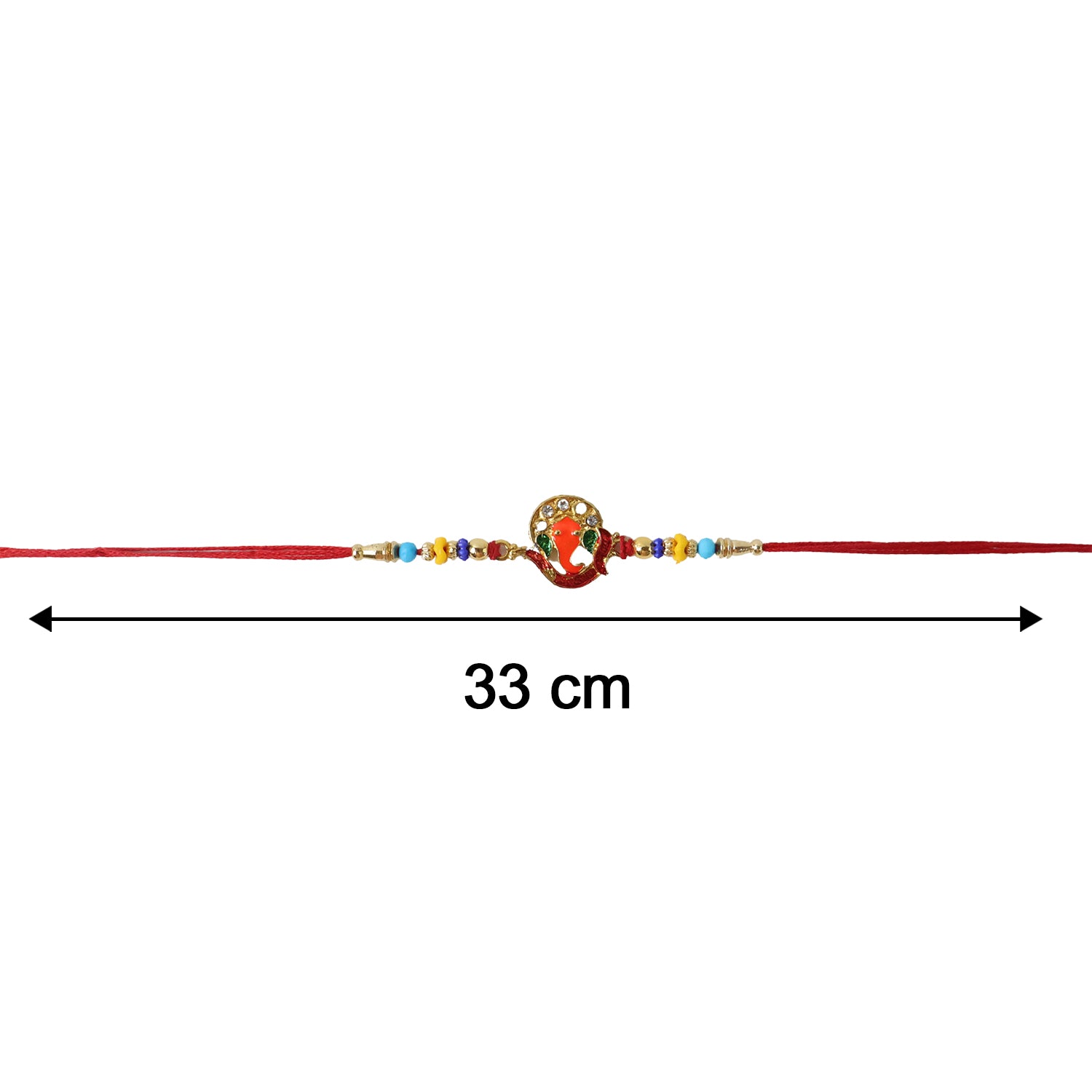 Decorative beads enhancing Ganesh Rakhi