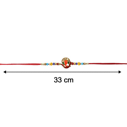 Decorative beads enhancing Ganesh Rakhi