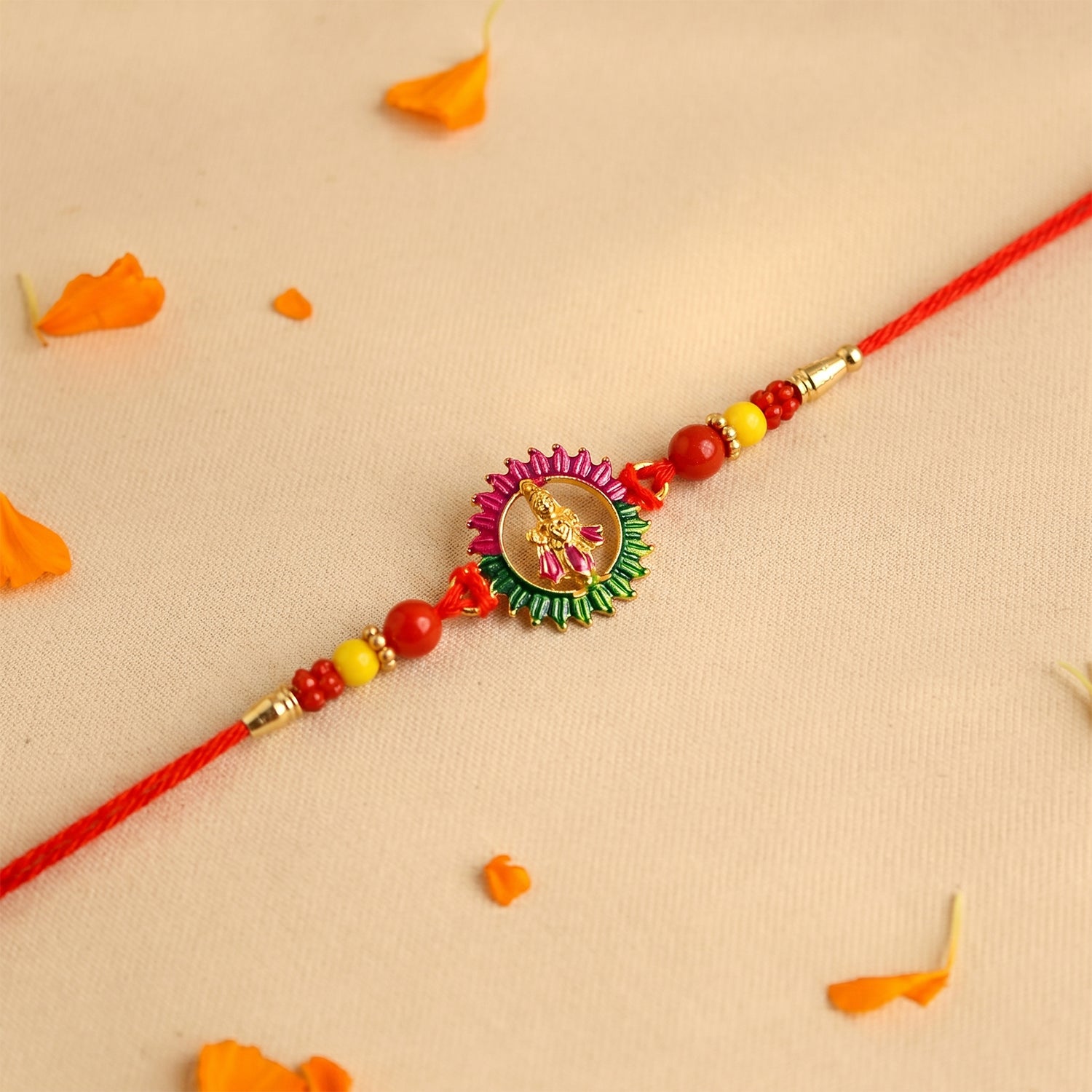 Traditional Circular Design Rakhi with Beads (1 Pc)