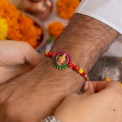 Traditional Circular Design Rakhi with Beads (1 Pc)