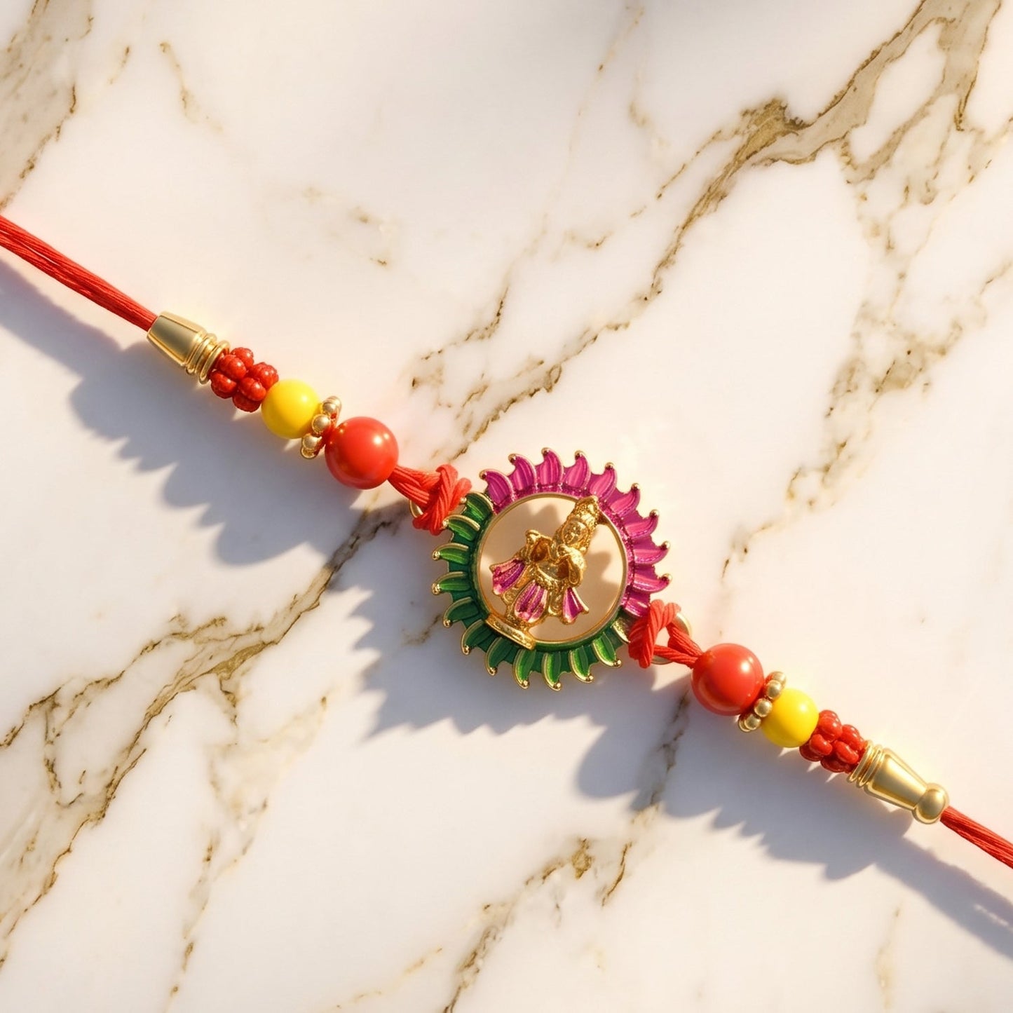 Traditional Circular Design Rakhi with Beads (1 Pc)