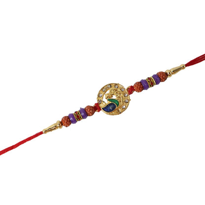 Traditional Rakhi with peacock motif and beads