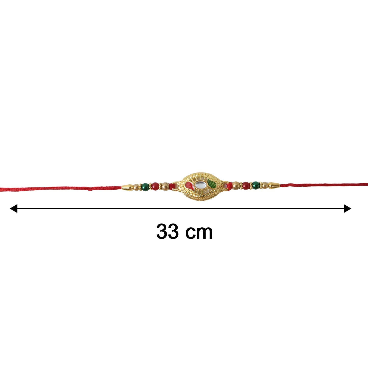 Golden Oval Design Rakhi with Colorful Beads (1 Pc)