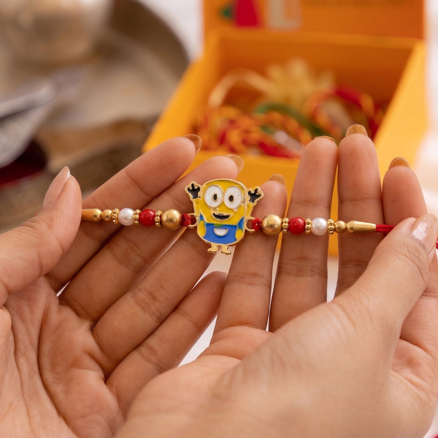 Cute Cartoon Character Rakhi with Beads (1 Pc)