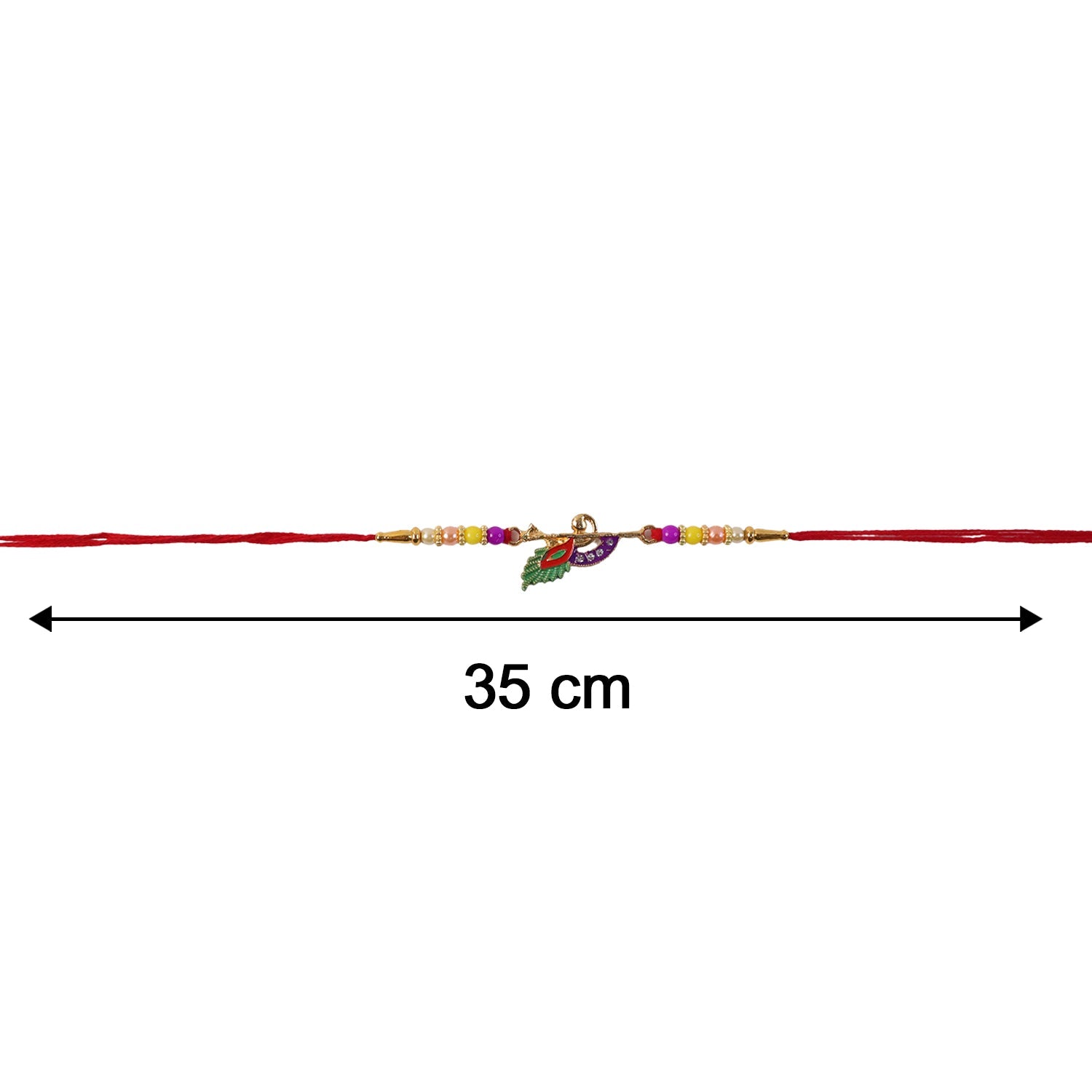 Peacock Feather Flute Design Rakhi with Beads (1 Pc)
