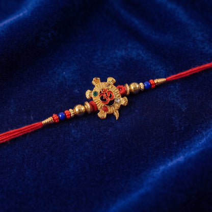 Om Turtle Design Rakhi with Colorful Beads (1 Pc)