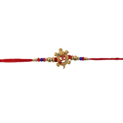 Om Turtle Design Rakhi with Colorful Beads (1 Pc)