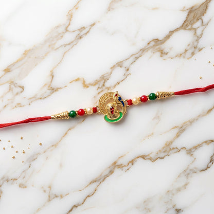 Festive Shivling Rakhi showcasing colorful beads