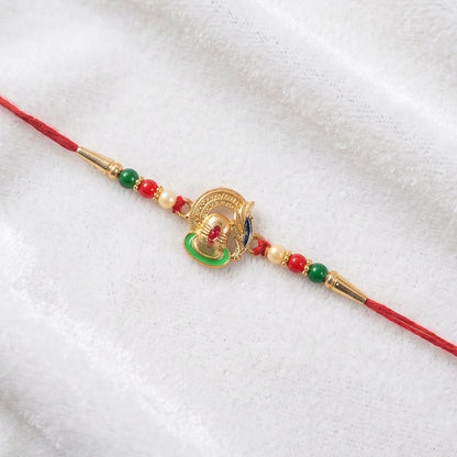 Colorful bead decoration on Shivling Rakhi