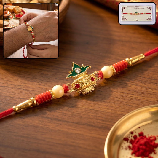 Kalash Design Rakhi with Decorative Pearl Beads (1 Pc)
