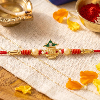 Kalash Rakhi full view on white background