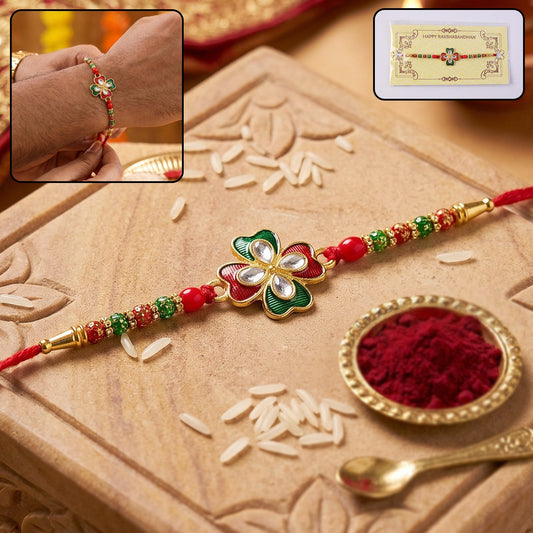 Colorful Floral Designer Rakhi with Beads (1 Pc)