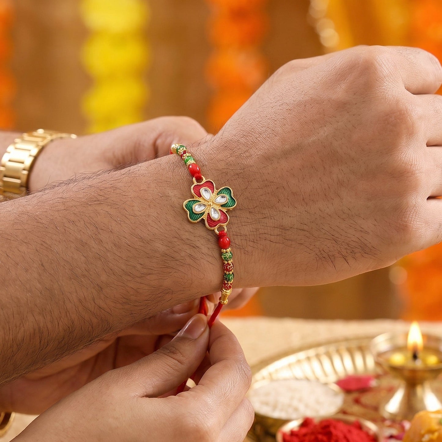 Traditional Rakhi thread with colorful beads