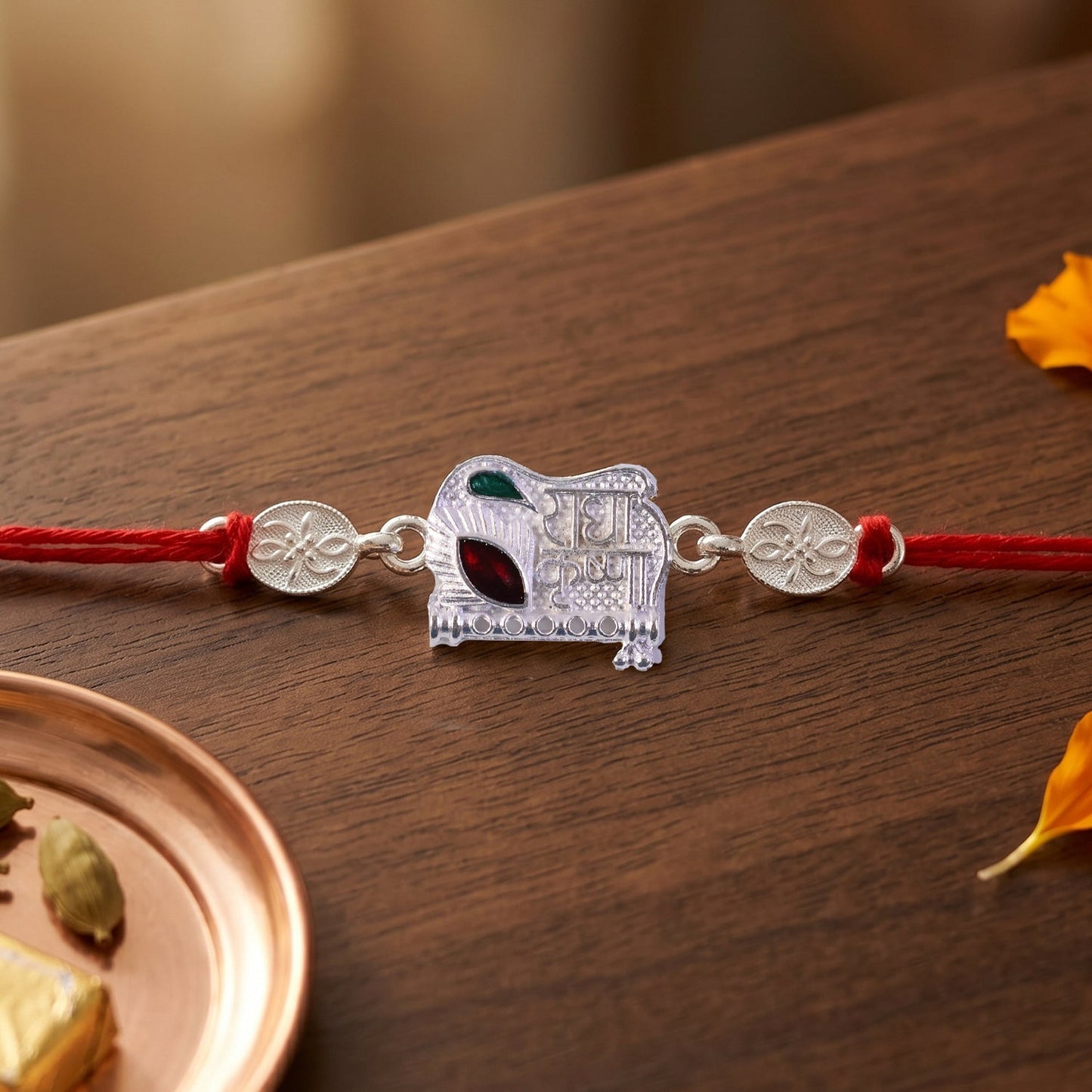 Radha Krishna Design Rakhi with Decorative Beads (1 Pc)