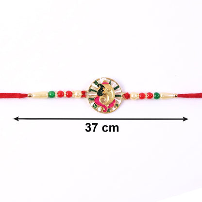 Elegant Ganesh Rakhi with colorful beads and soft thread
