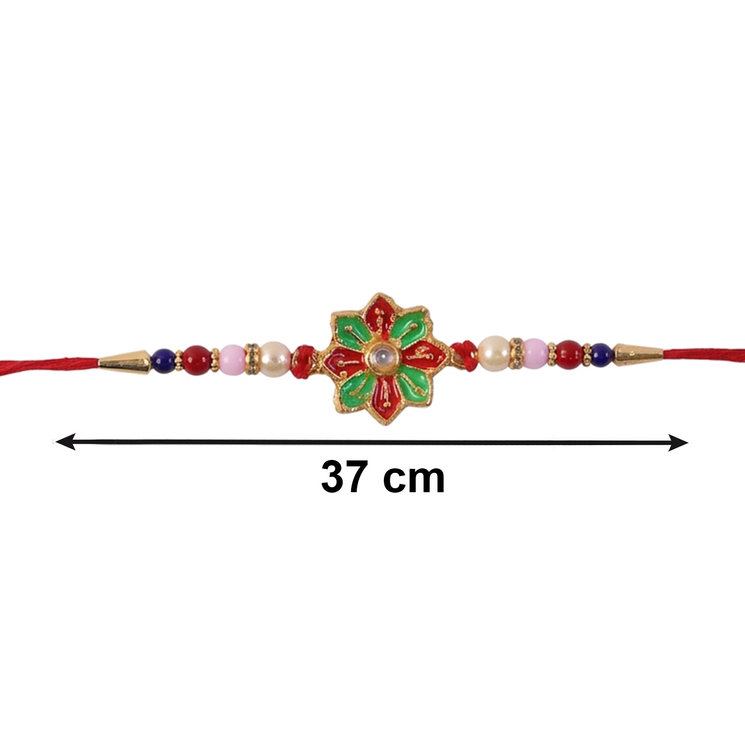 Elegant designer Rakhi with colorful floral pattern and beads