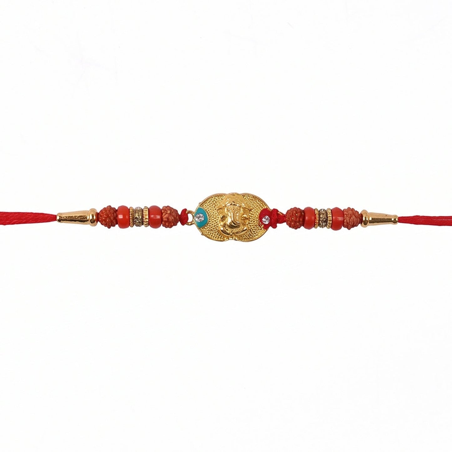 Ganesh Design Rakhi with Decorative Beads (1 Pc)