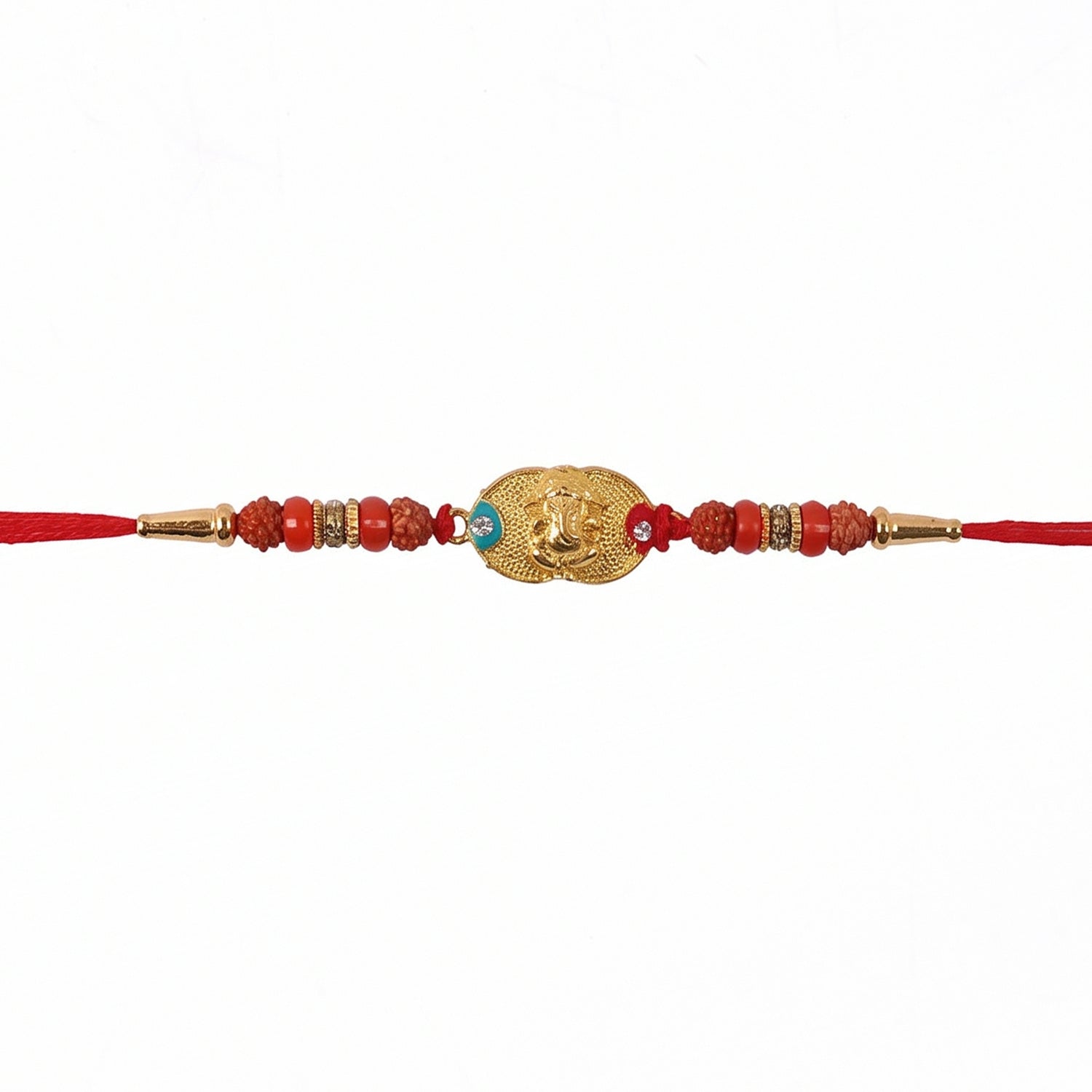Ganesh Design Rakhi with Decorative Beads (1 Pc)