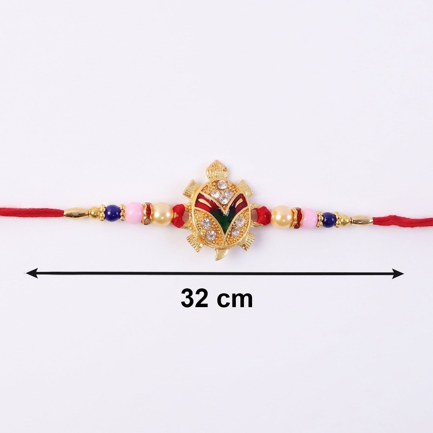Golden Turtle Design Rakhi with Pearl Beads (1 Pc)