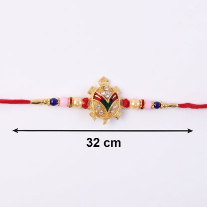 Golden Turtle Design Rakhi with Pearl Beads (1 Pc)