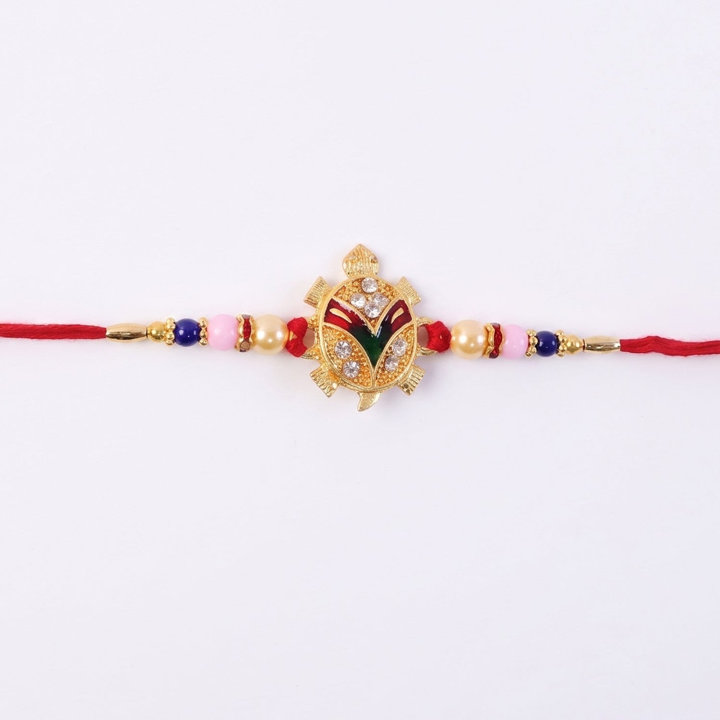 Golden Turtle Design Rakhi with Pearl Beads (1 Pc)