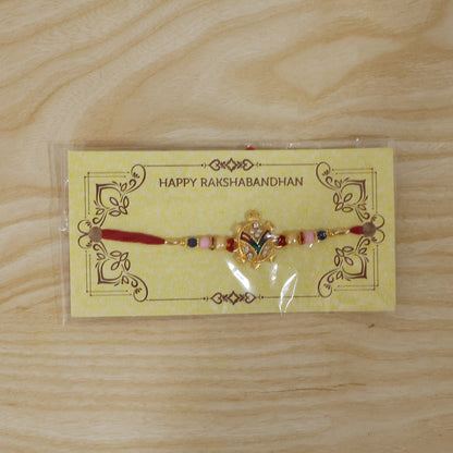 Golden Turtle Design Rakhi with Pearl Beads (1 Pc)