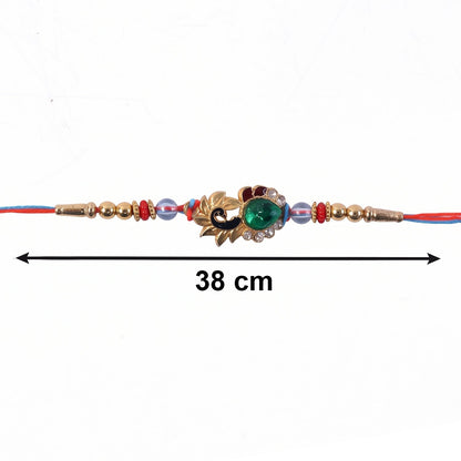 Silver Peacock Design Rakhi with Red Thread (1 Pc)
