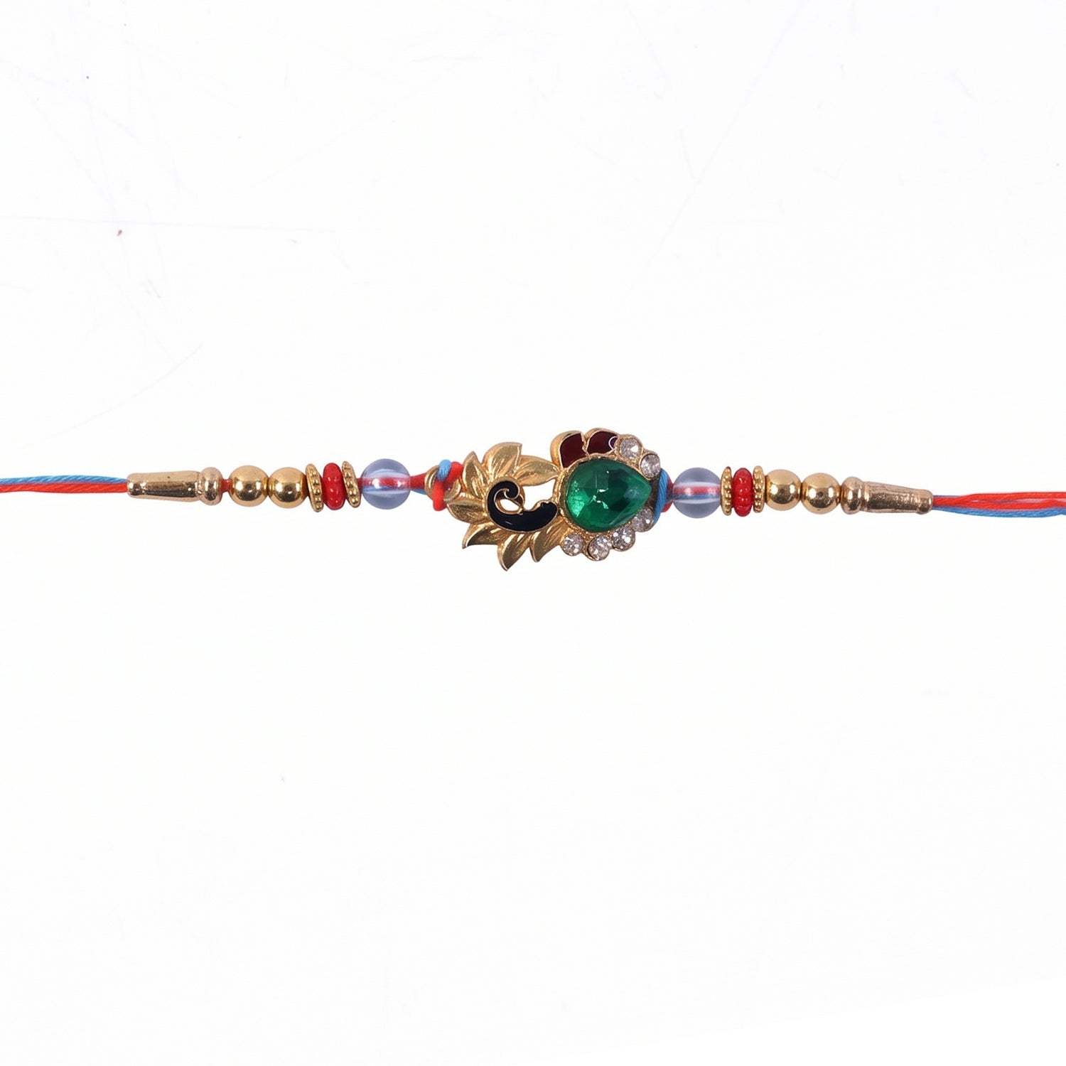 Silver Peacock Design Rakhi with Red Thread (1 Pc)