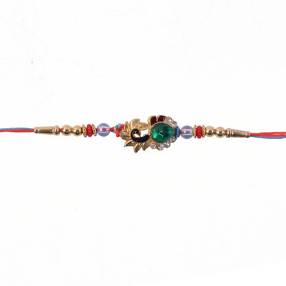 Silver Peacock Design Rakhi with Red Thread (1 Pc)