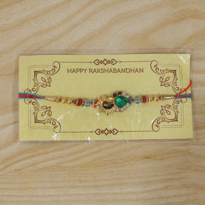 Silver Peacock Design Rakhi with Red Thread (1 Pc)