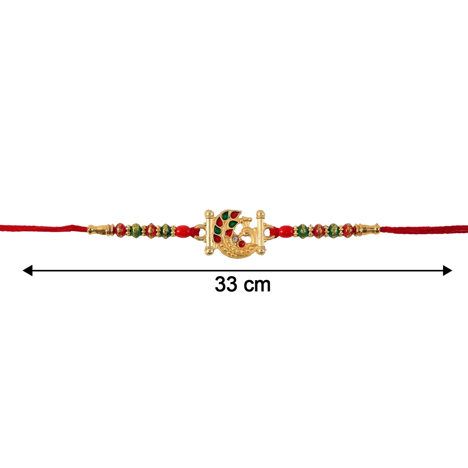 Golden Peacock Design Rakhi with Colorful Beads (1 Pc)