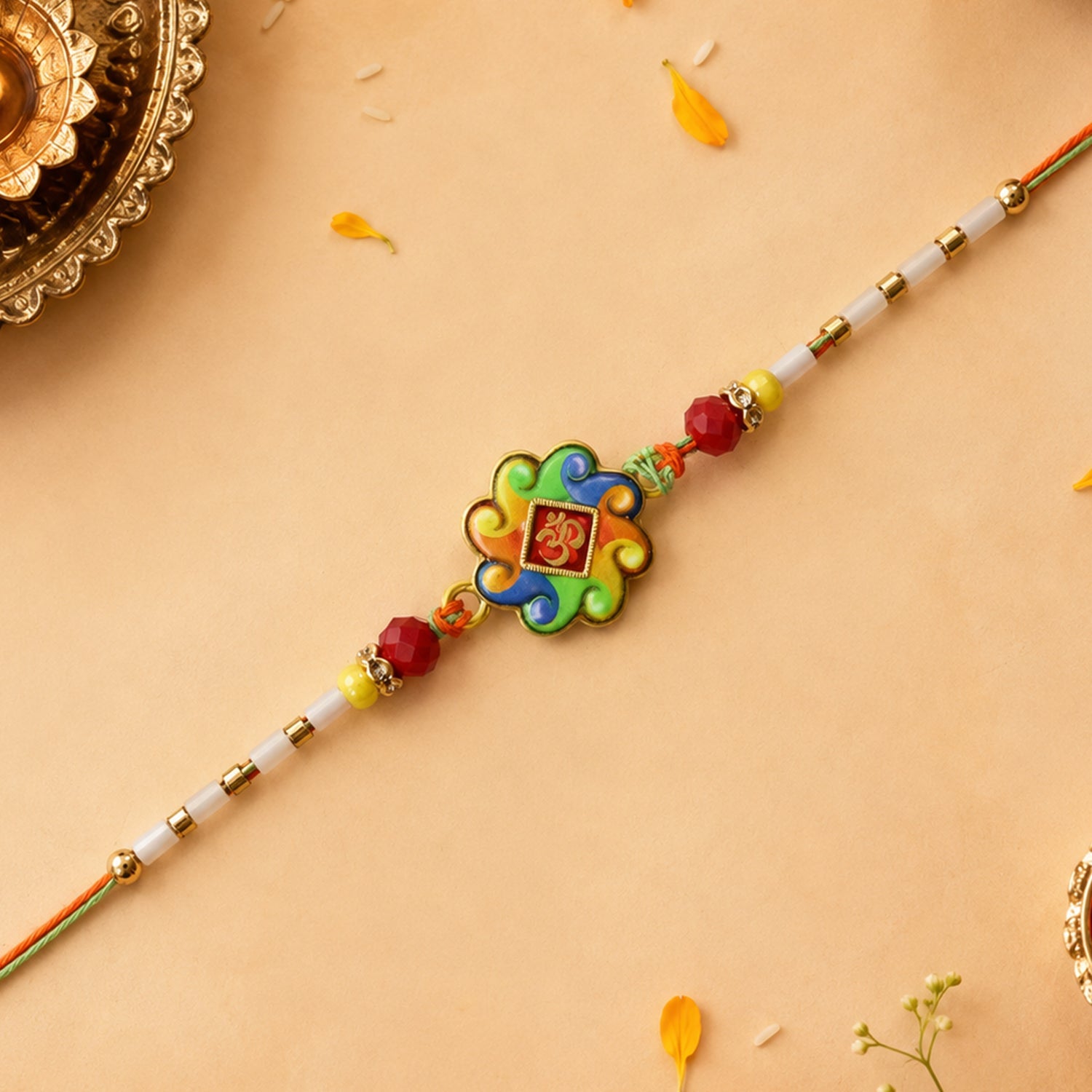 Traditional Rakhi with colorful thread and beads