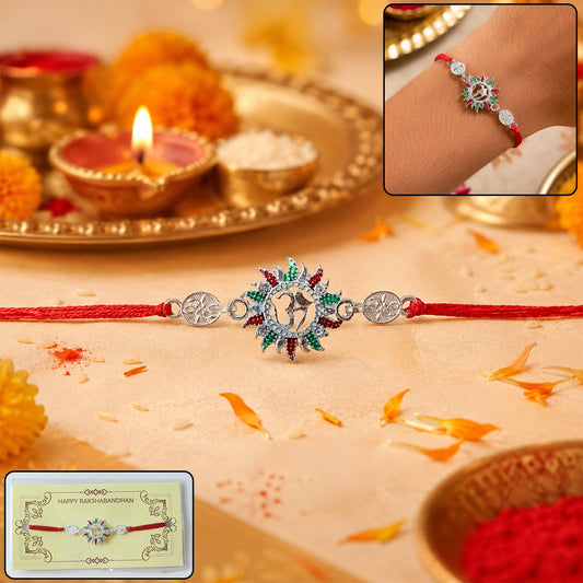 Om Designer Rakhi with Red Thread (1 PC)