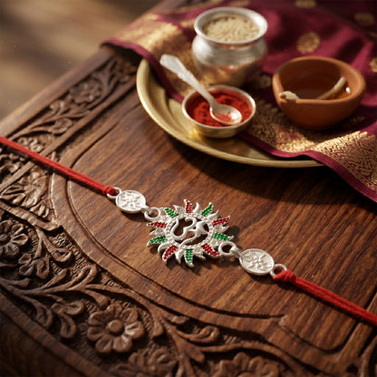 Om Designer Rakhi with Red Thread (1 PC)