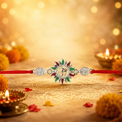 Om Designer Rakhi with Red Thread (1 PC)