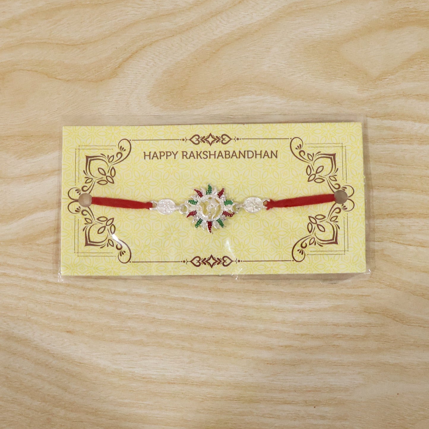 Om Designer Rakhi with Red Thread (1 PC)