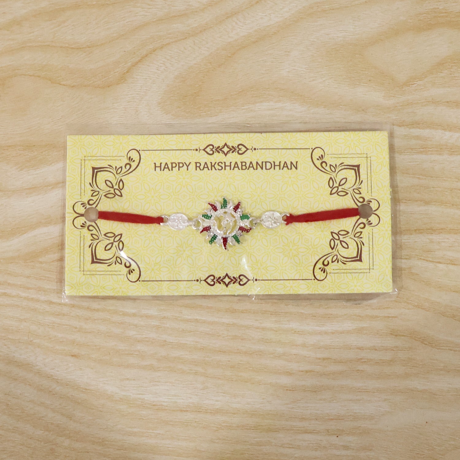 Om Designer Rakhi with Red Thread (1 PC)