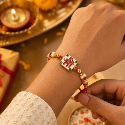 Close-up of Shree Designer Rakhi bead details