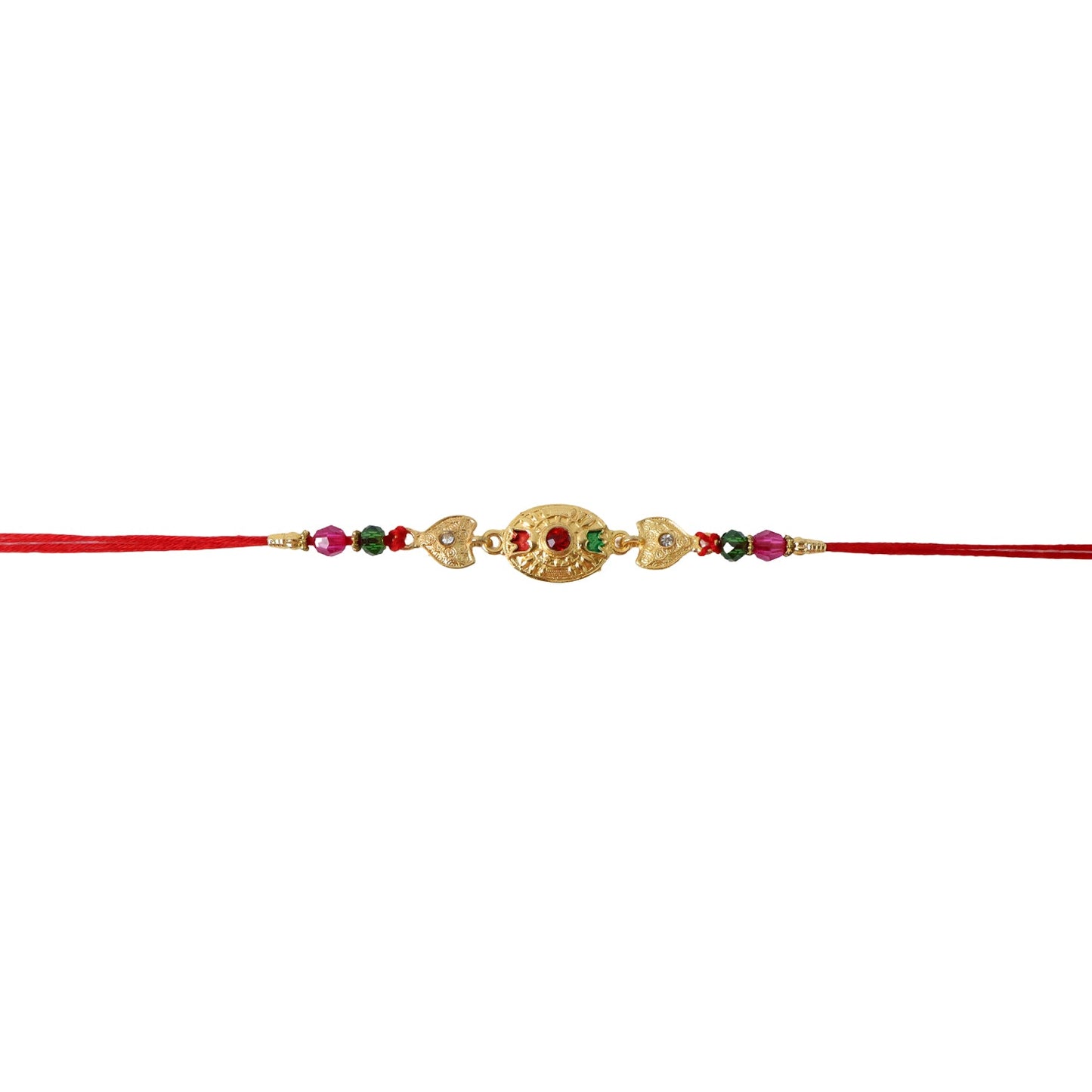 Gold Stone Designer Rakhi tied on thread