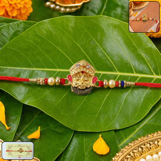 Traditional Face Designer Rakhi with Beads and Red Thread (1 Pc)