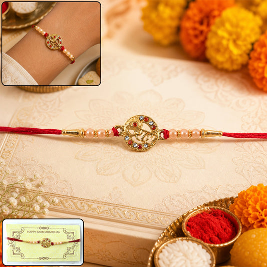 Radhe Designer Rakhi with Pearl Beads and Red Thread (1 Pc)