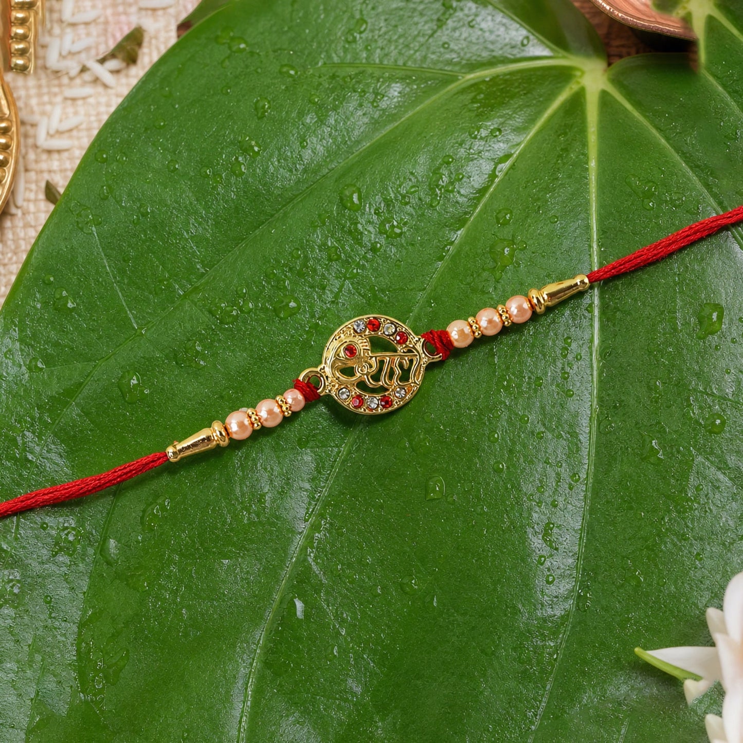 Radhe Designer Rakhi with pearl beads full length