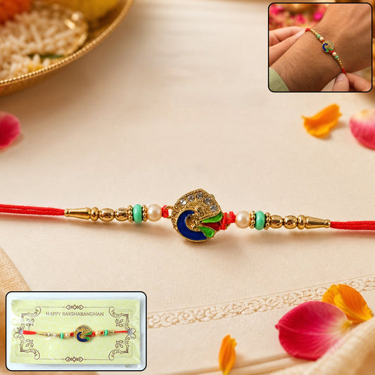 Peacock Designer Rakhi with Pearl Beads (1 Pc)