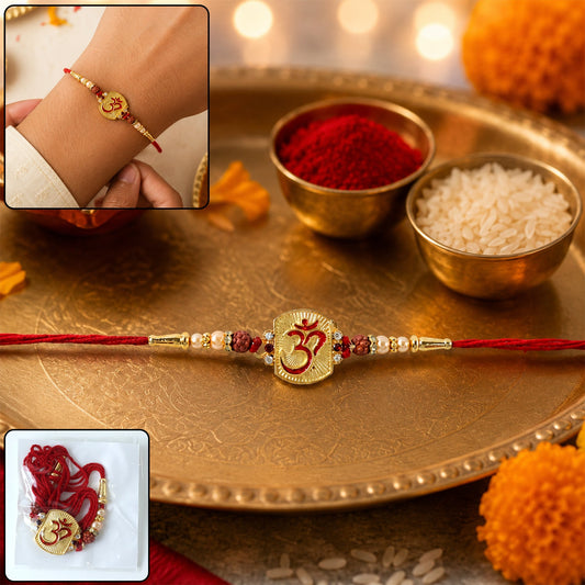 Om Designer Rakhi with Rudraksha Beads (1 Pc)