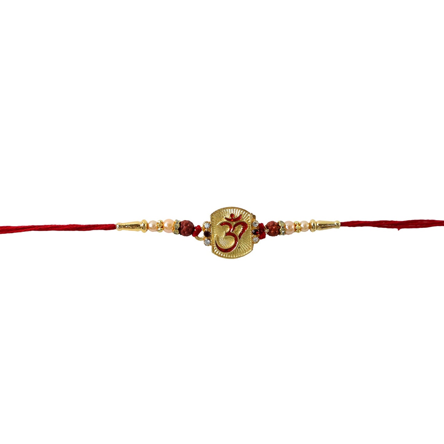 Om Designer Rakhi with Rudraksha Beads packaging