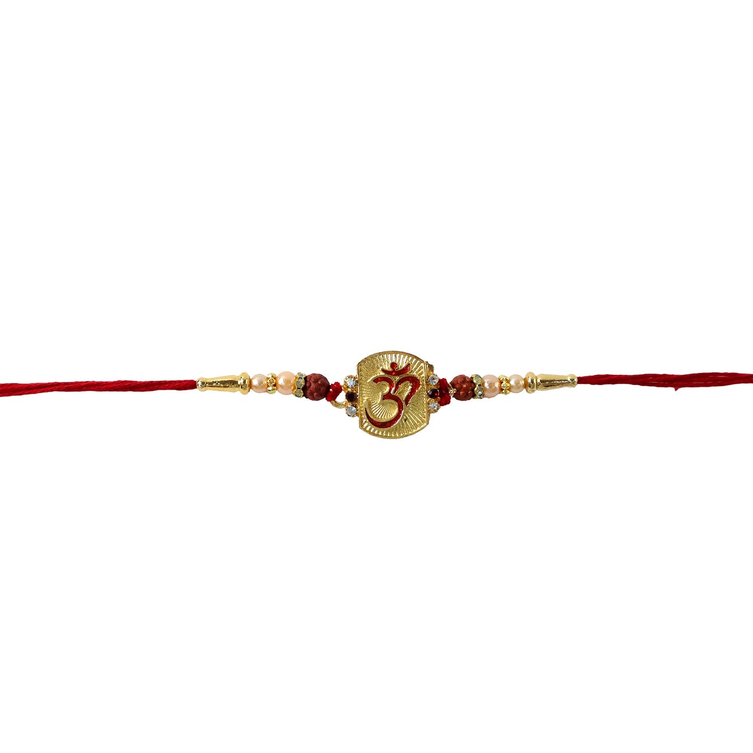 Om Designer Rakhi with Rudraksha Beads packaging