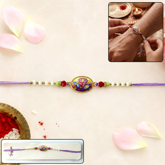 Floral Designer Rakhi with Purple Thread (1 Pc)